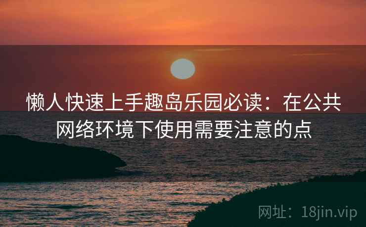 懒人快速上手趣岛乐园必读：在公共网络环境下使用需要注意的点